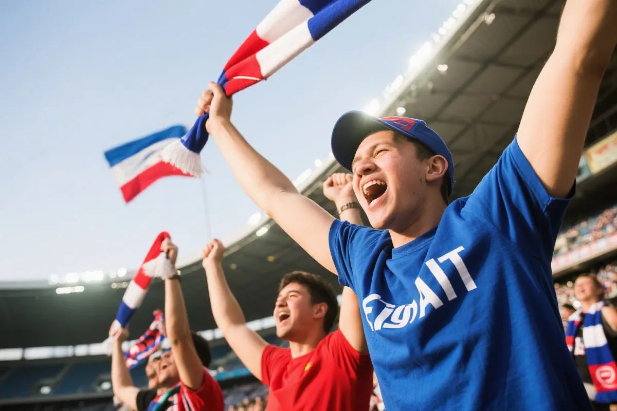 球迷在看台上欢呼的场景